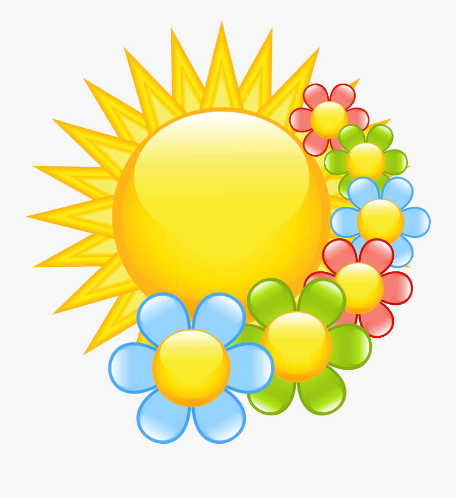 Clipart Free Spring - Cartoon Sun And Clouds, Transparent Clipart