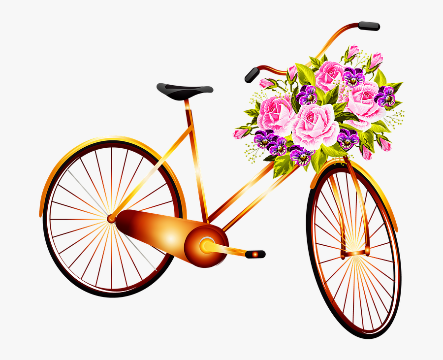 Freetoedit Bicicleta Rueda Flores Basket Bike With Flowers Free Transparent Clipart Clipartkey