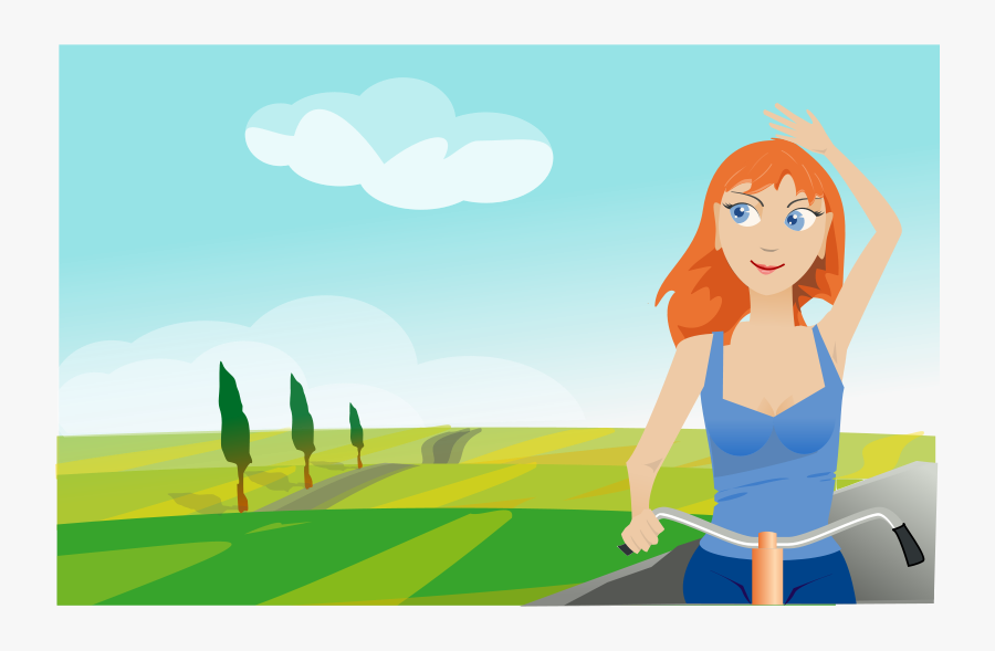 Girl Cycling In Spring - Dll For Grade 1 2nd Quarter, Transparent Clipart