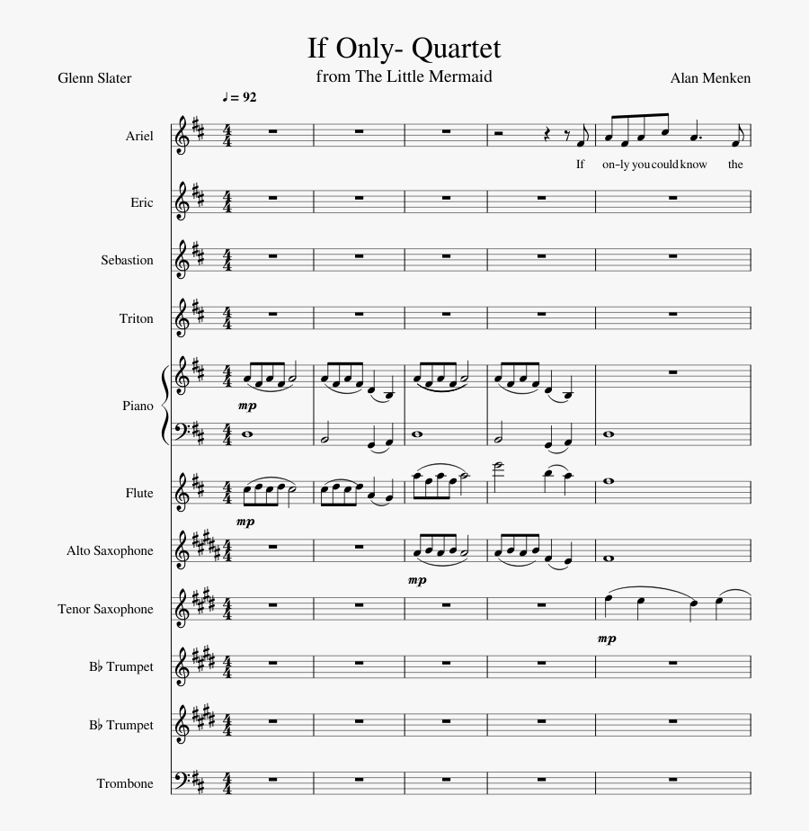 Transparent Quartet Clipart - Clannad The Place Where Wishes Come True Partiture, Transparent Clipart