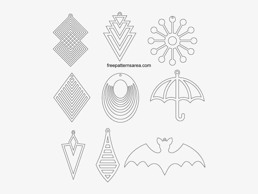 Laser Cut Earring Template, Transparent Clipart