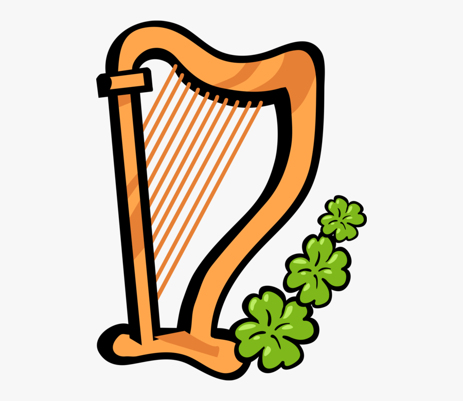 Vector Illustration Of St Patrick"s Day Clàrsach Gaelic - Shamrock Clipart, Transparent Clipart