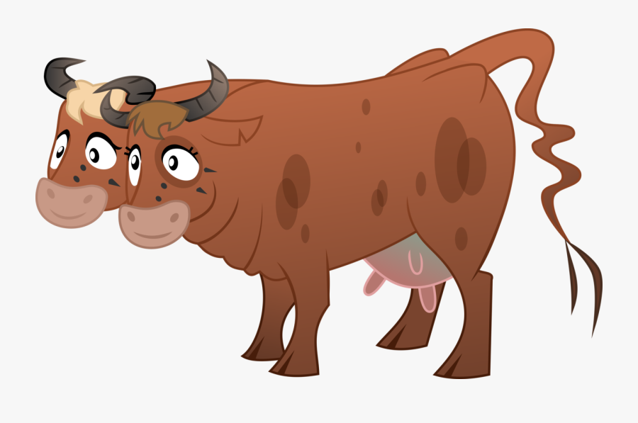 Transparent Cows Clipart - Cow With Two Heads Cartoon, Transparent Clipart