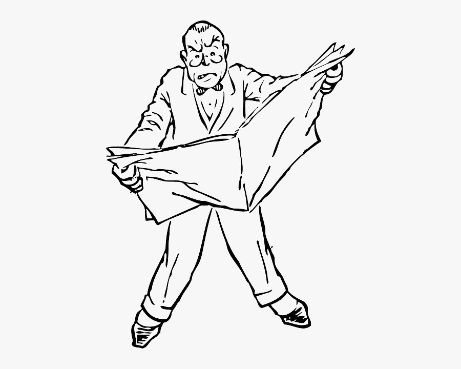 Black, Mad, People, Man, Angry, Reading, White, Cartoon - Black And White Cartoon Angry Human, Transparent Clipart