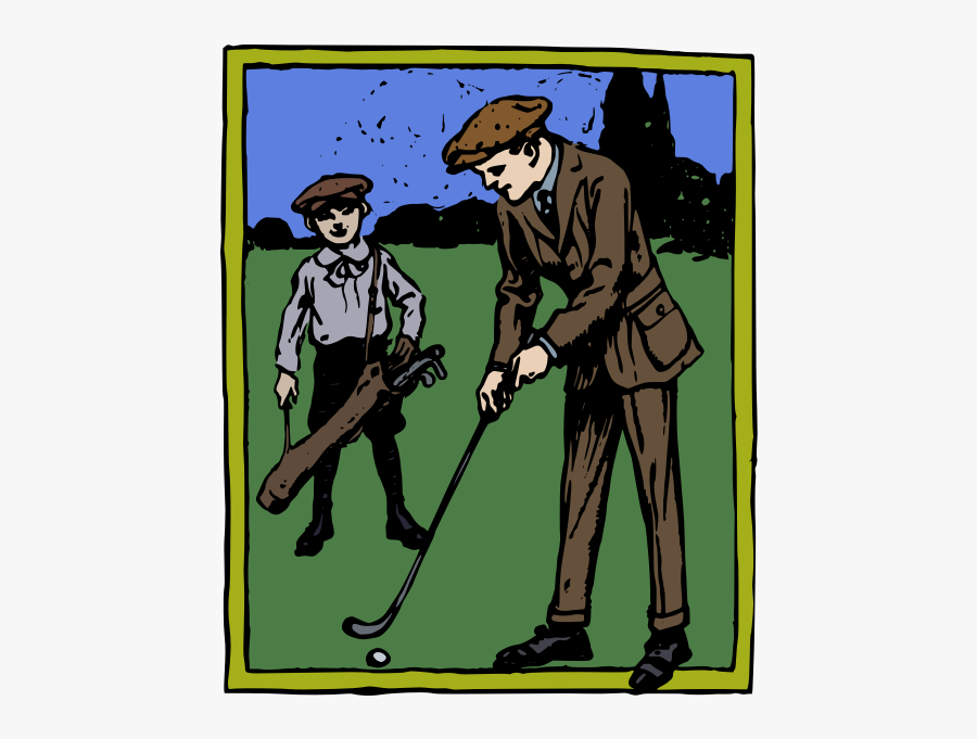 Man Golfing Colour - Cartoon, Transparent Clipart