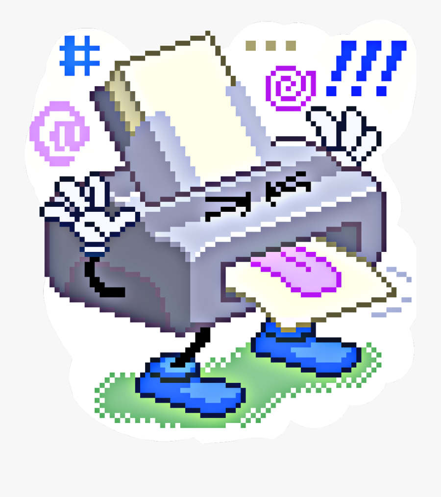 #printer #cartoon #tongue #funny #art #paper #feet, Transparent Clipart