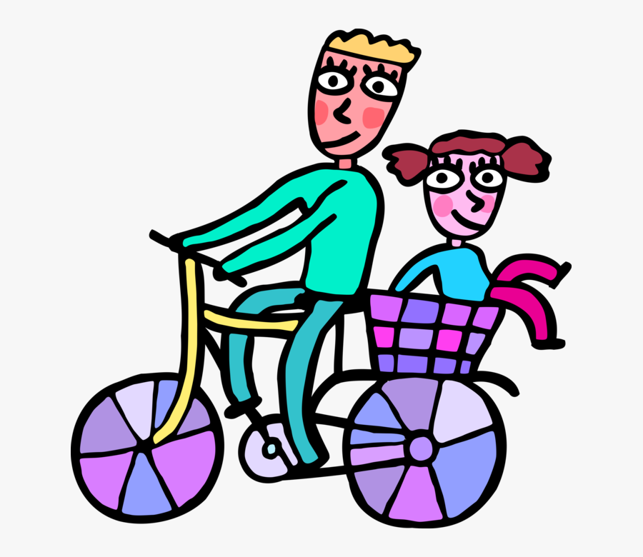 Vector Illustration Of Father And Young Daughter Take, Transparent Clipart