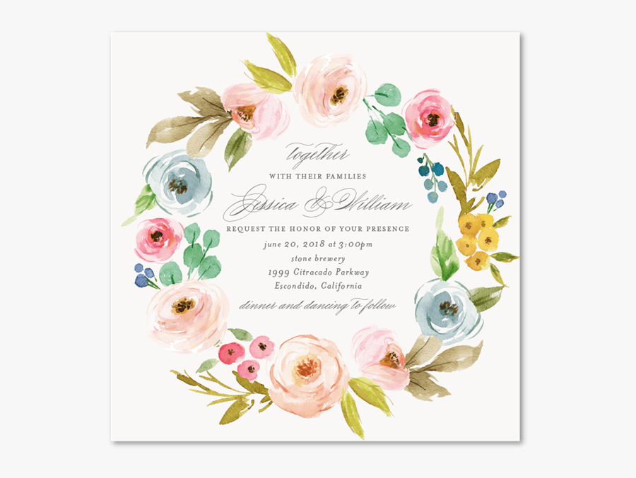Wildflowers Wreath Wedding Invitations - Nevertheless She Persisted Print, Transparent Clipart