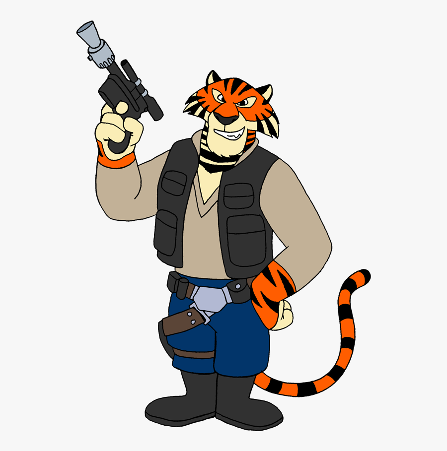 Space Tiger Mascot - Tiger With A Gun, Transparent Clipart