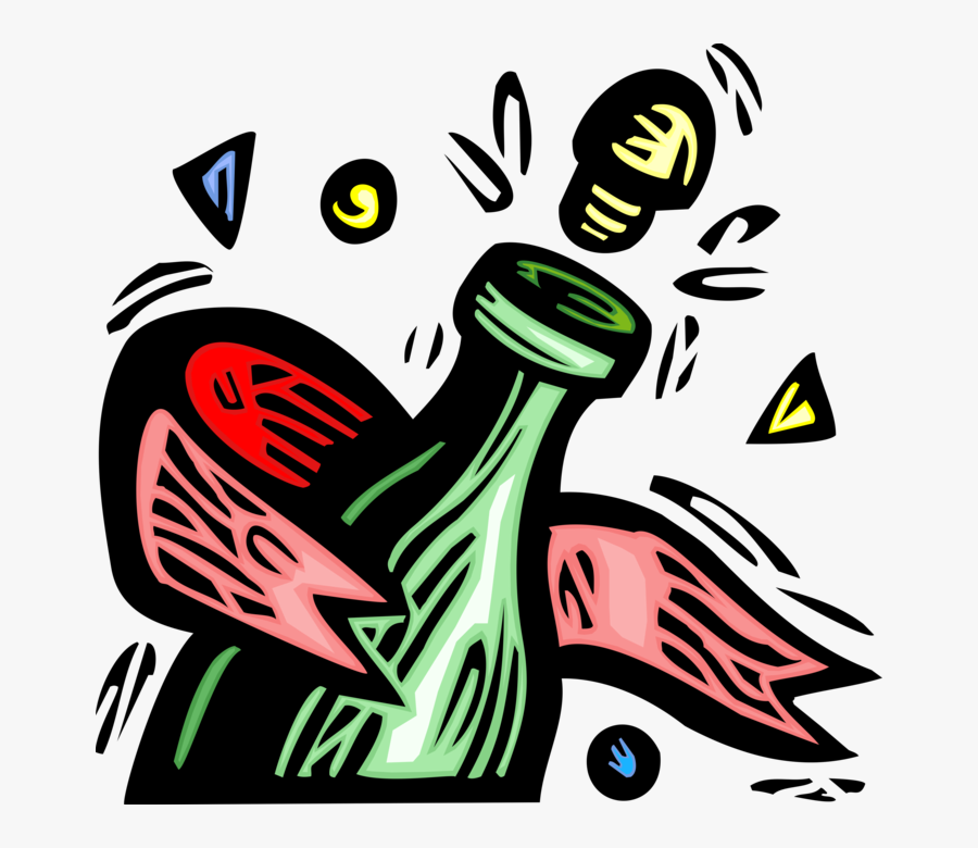 Vector Illustration Of Champagne Carbonated Sparkling, Transparent Clipart