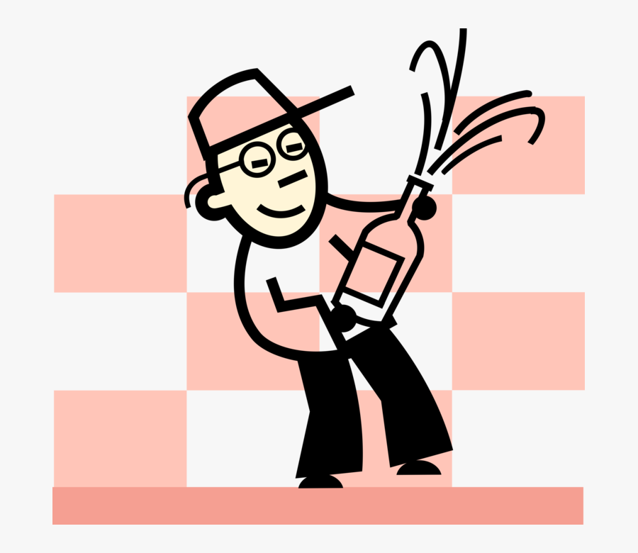 Vector Illustration Of Celebrating By Popping Open - Cartoon, Transparent Clipart