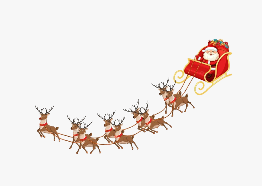Reindeer Sleigh Png Clipart - Many Reindeer Are There, Transparent Clipart