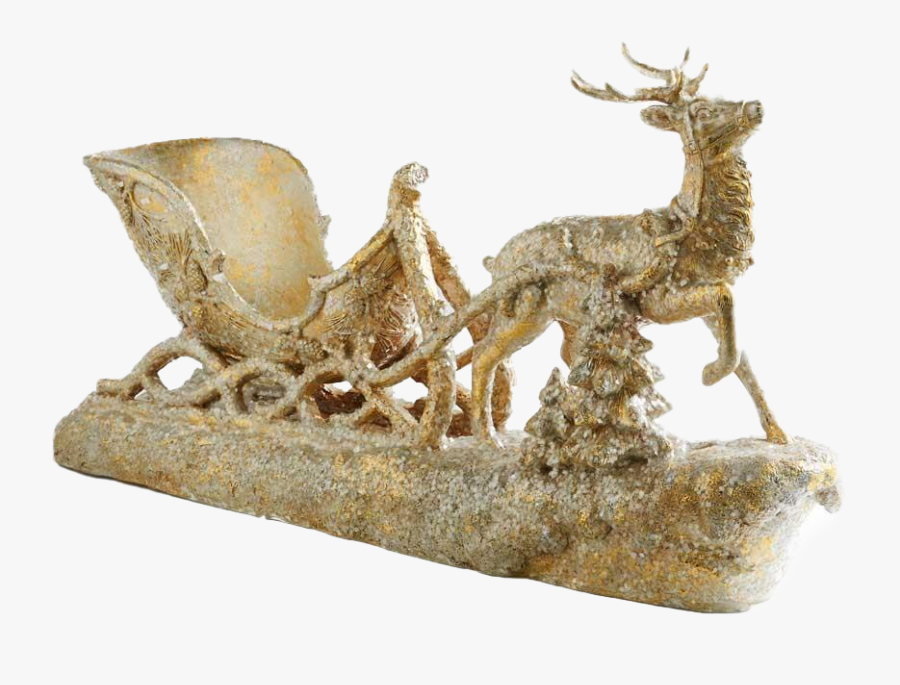 Christmas Reindeer Sleigh Png Photos - Statue, Transparent Clipart
