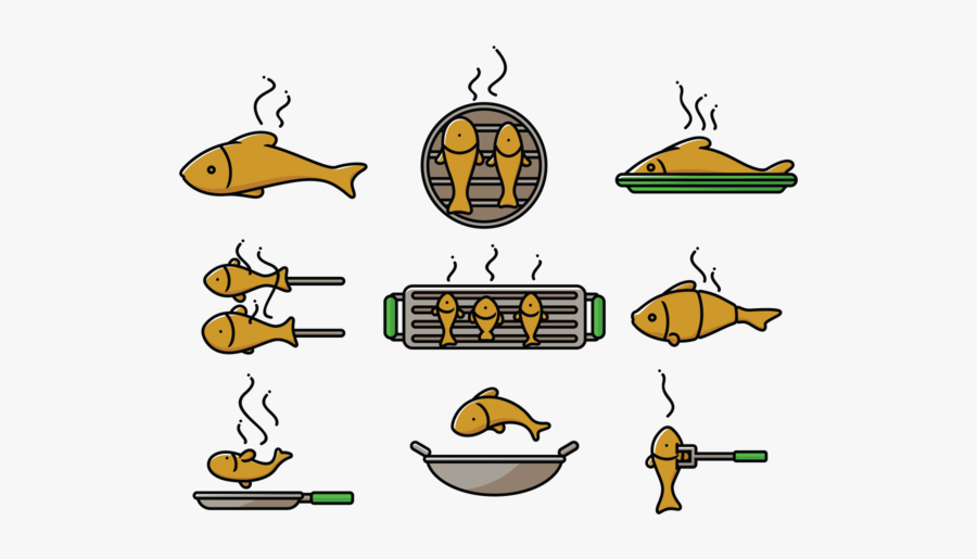 Iconos Fry De Pescado Vector - Grill Fish Vector, Transparent Clipart