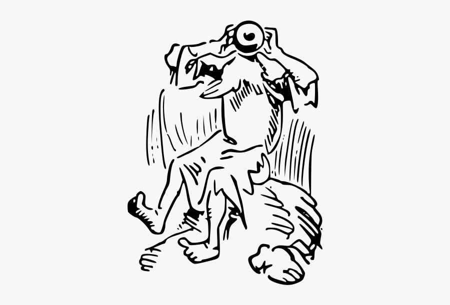 Creature Man Drinking Vector Drawing - Illustration, Transparent Clipart