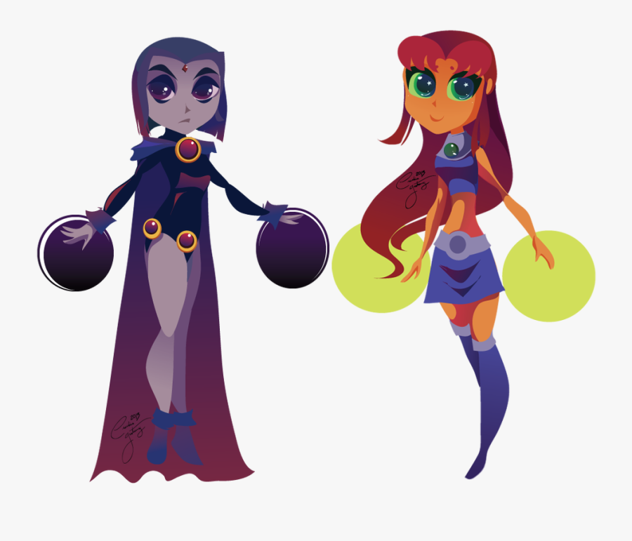 Raven And Starfire By Ceshira - Star Fire And Raven, Transparent Clipart