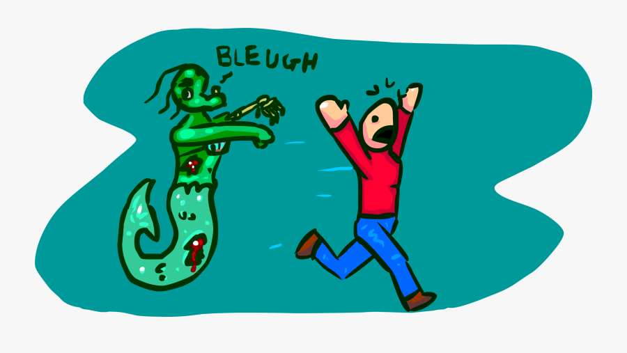 A Zombie Mermaid Chasing A Person - Zombie Chasing A Person, Transparent Clipart
