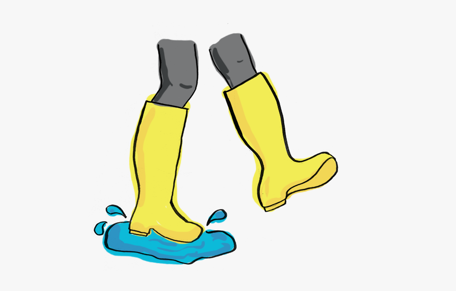 Rainboots Splashing In Puddle, Transparent Clipart