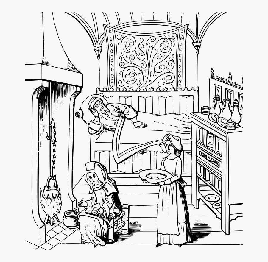 Sick Room - Sick People In Hospital Black And White Clipart, Transparent Clipart