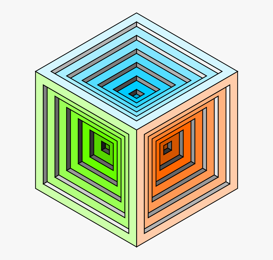 Engraved Cube 2 - Gambar Kubus Warna, Transparent Clipart