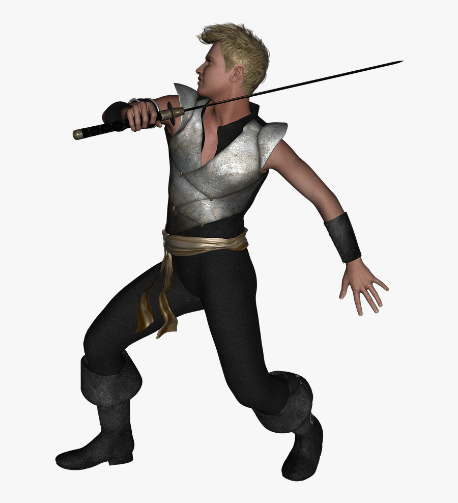 Man Fighting With Foil - Men Fighting With Swords Drawing, Transparent Clipart