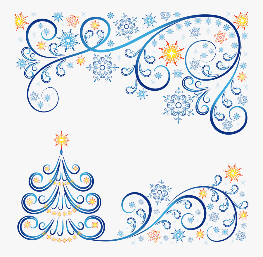 Fond Paper Background Printable - Blue Transparent Christmas Border Clipart, Transparent Clipart