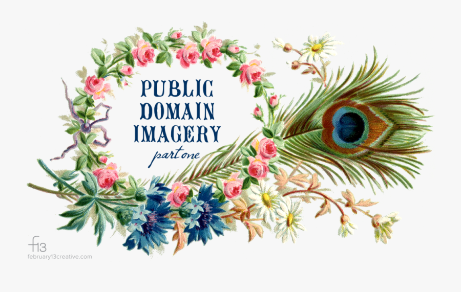 Vintage Peacock Feather Frame Graphicsfairy - Public Domain Flower Vintage, Transparent Clipart