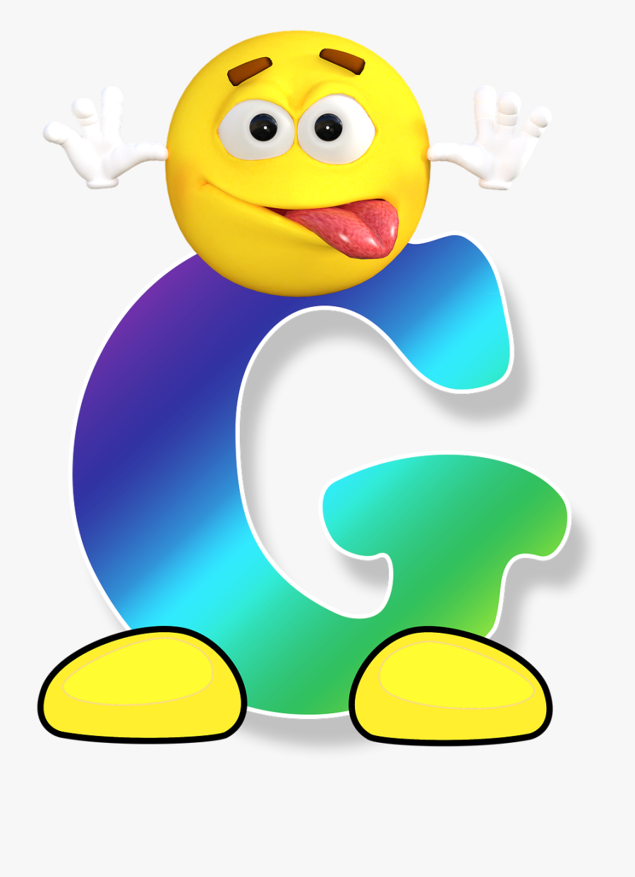 Happy Emoji Letter G, Transparent Clipart