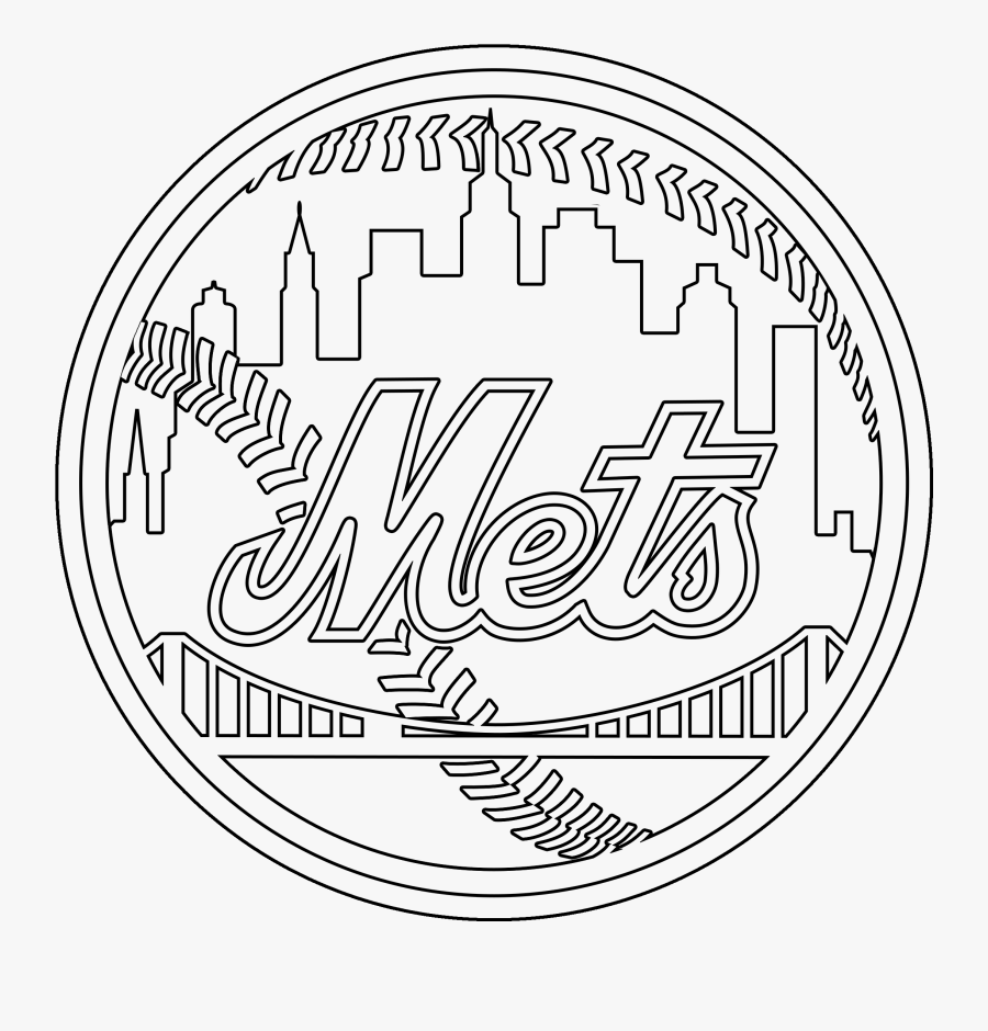 New York Mets Logo Drawing - Black And White Mets Clipart, Transparent Clipart