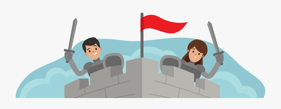 A Woman And A Man Wearing Armor And Holding Swords - Cartoon, Transparent Clipart