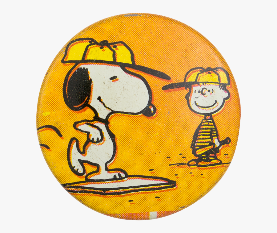 Snoopy And Linus Playing Baseball Entertainment Button - Cartoon, Transparent Clipart