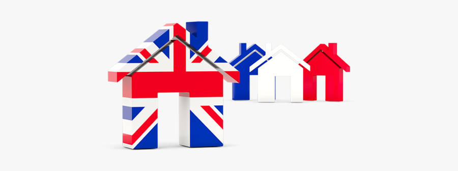 Three Houses With Flag, Transparent Clipart