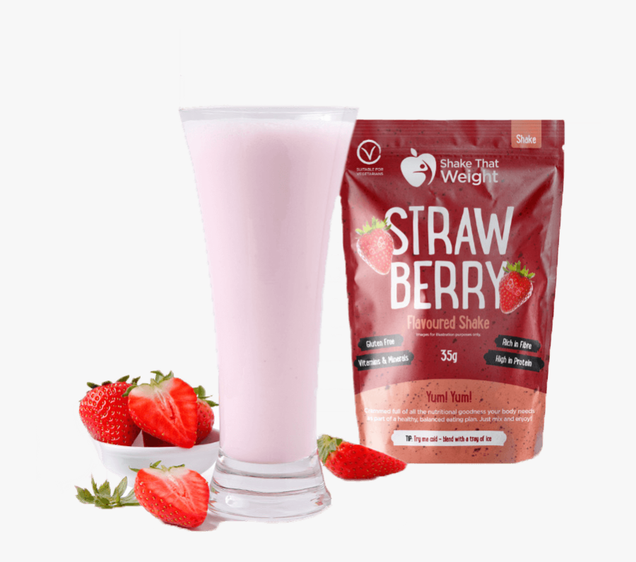 Strawberry Diet Protein Shake In Glass With Sachet - Diet Milkshakes, Transparent Clipart
