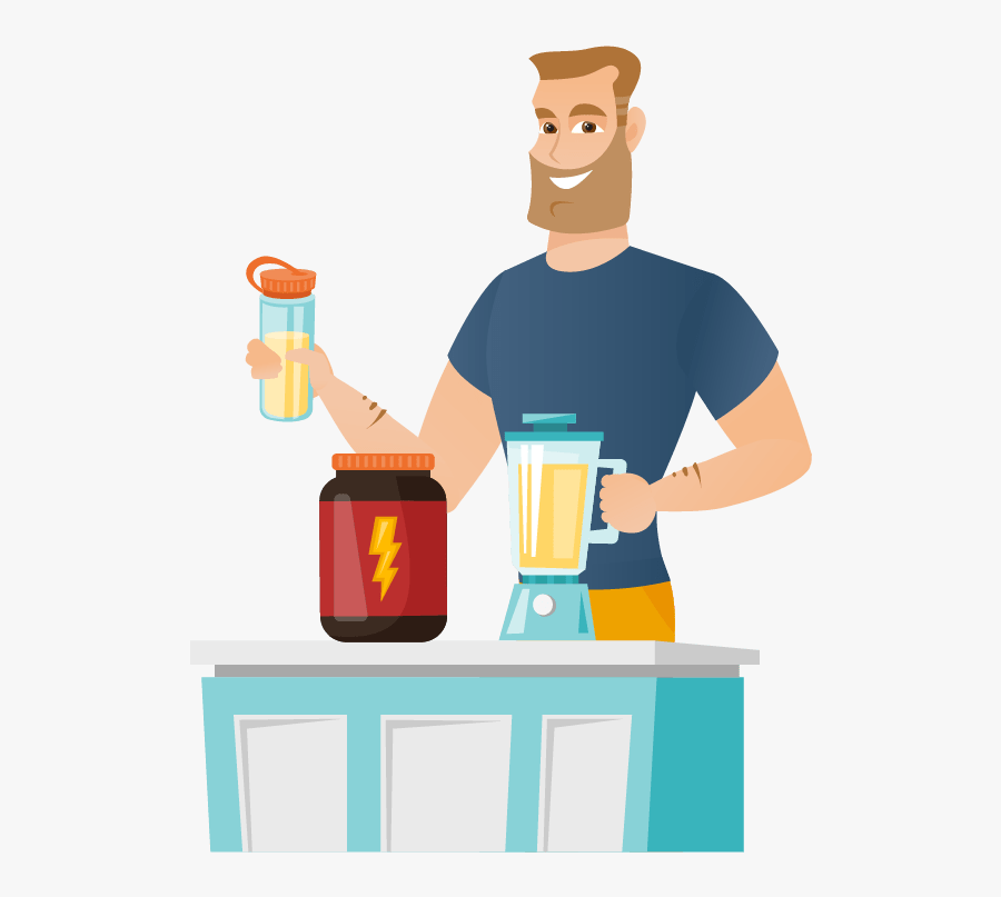 Are You Eating Enough Protein - Protein Shake Man Cartoon, Transparent Clipart
