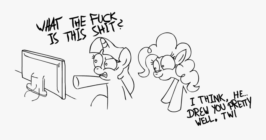 I Think, He Well, Tw Human Clip Art White Line Art - Cartoon, Transparent Clipart