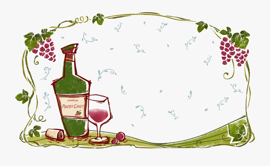 Red Wine Computer File - Grape Vine And Wine Border, Transparent Clipart