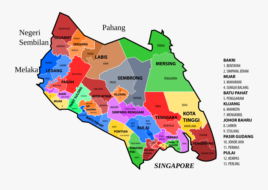 Map Clipart City - Johor Bahru District Map, Transparent Clipart