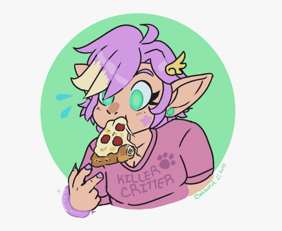 Lilac Eating Pizza - Cartoon, Transparent Clipart