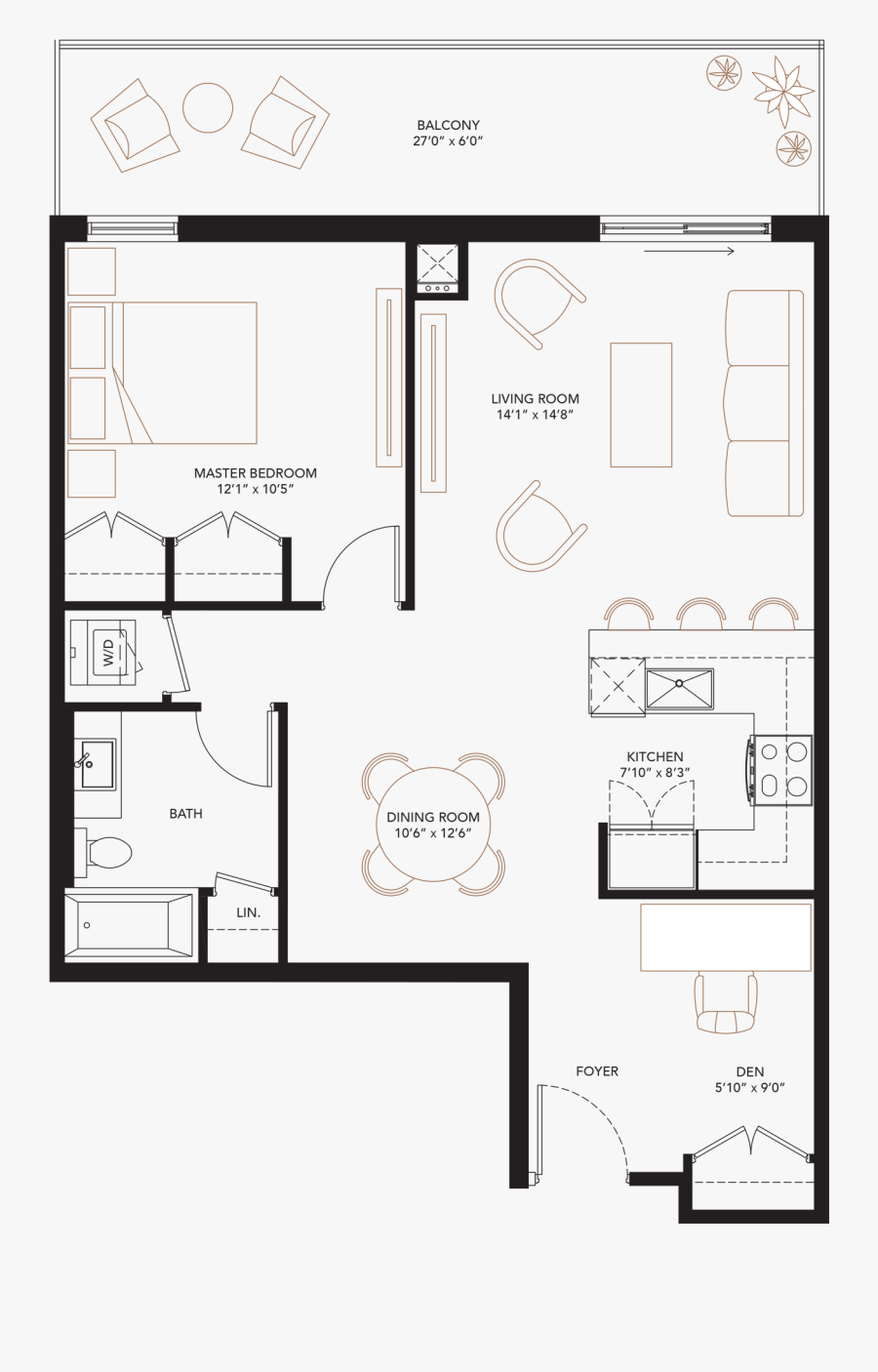 Plans Monaco - 800 Square Condo Floor Plan, Transparent Clipart