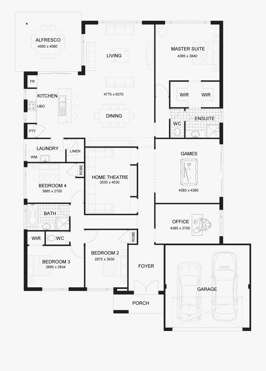 Draw A With In - 4 Bedroom House Plans With Butlers Pantry, Transparent Clipart