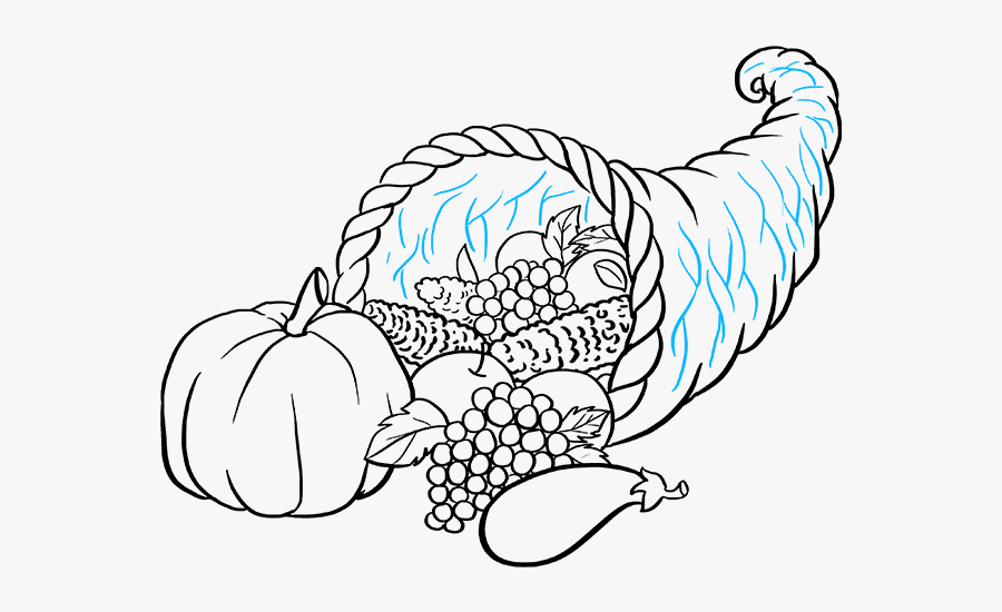 How To Draw Cornucopia - Step By Step Cornucopia Drawing Easy, Transparent Clipart