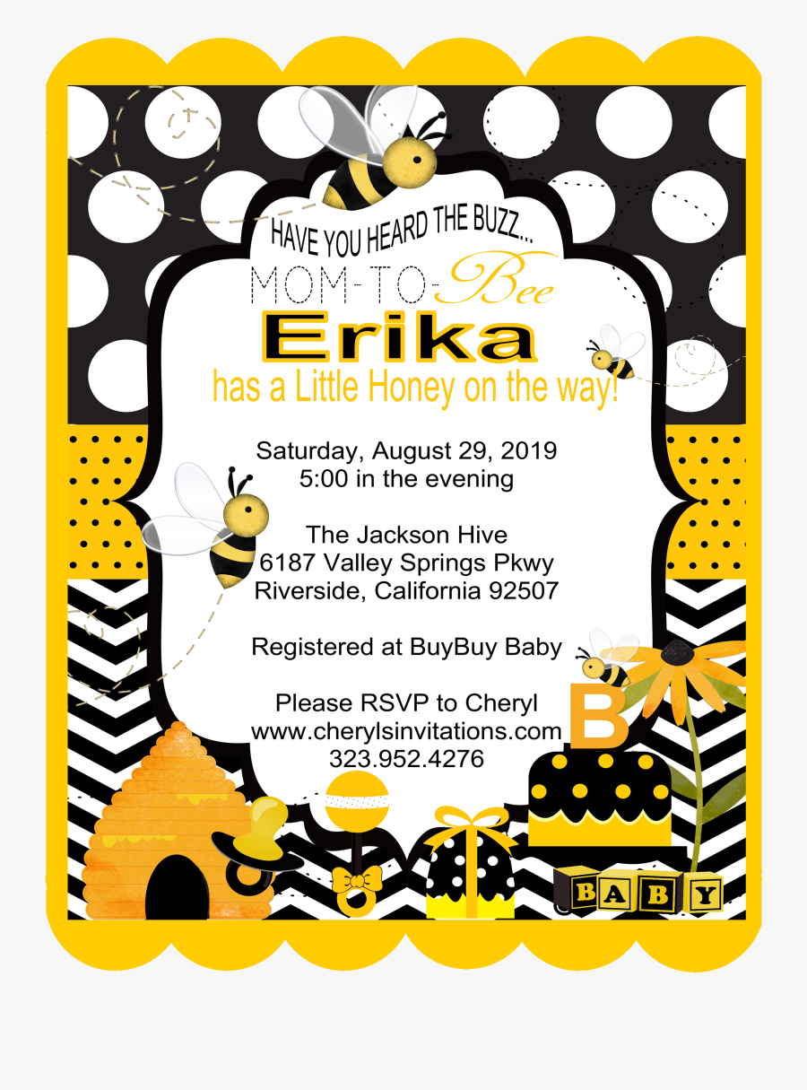 Bumble Bee Designs Invitation Card, Transparent Clipart