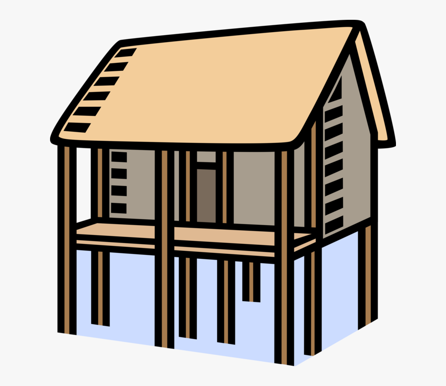 Vector Illustration Of House On Stilts Architecture - House On Stilts Clipart, Transparent Clipart