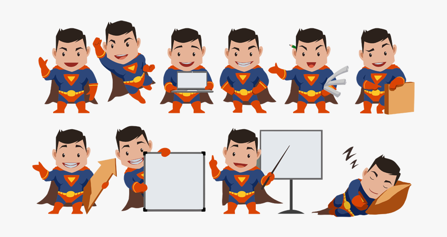0 Superhero Male Full - Cartoon Superhero Mascot Creator, Transparent Clipart