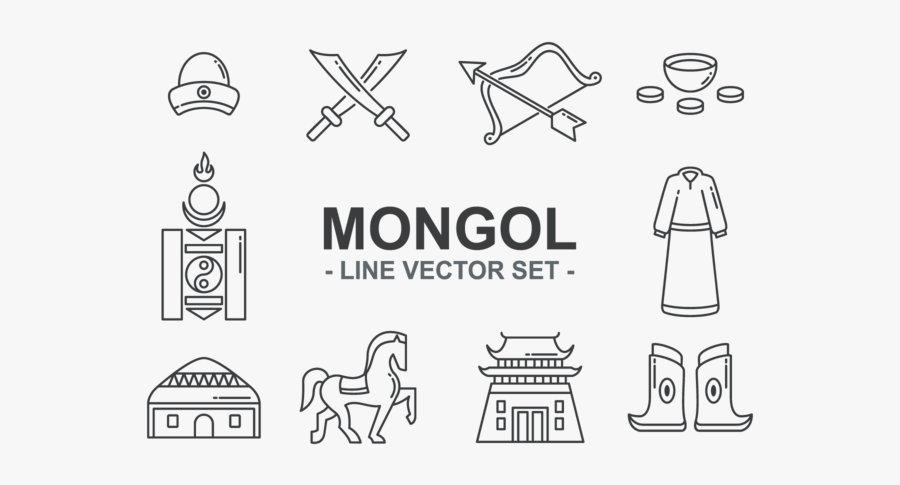 Mongol Icons Vector - Line Art, Transparent Clipart