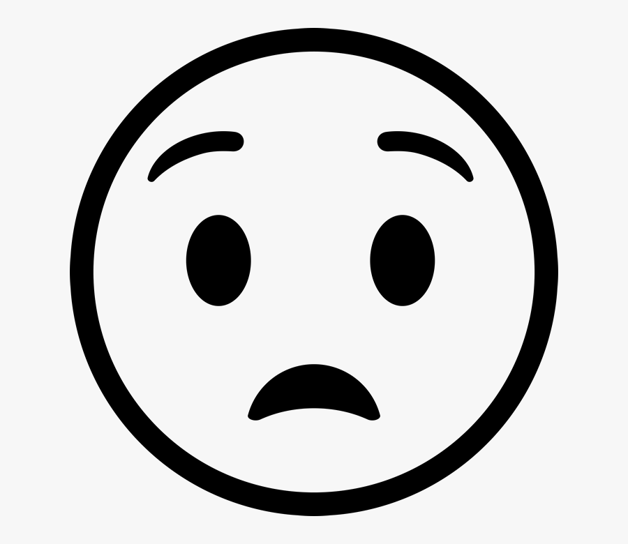 Anguished Face Emoji Rubber Stamp - Anguished Emoji Black And White, Transparent Clipart