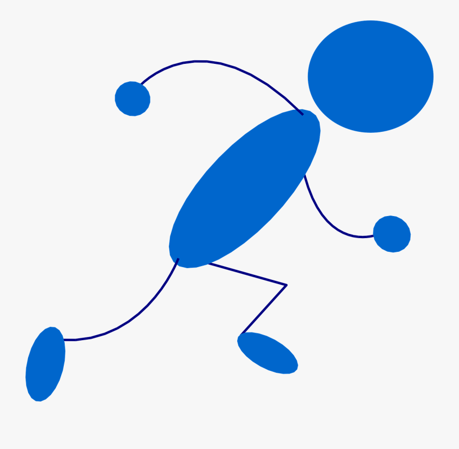 Blueman - Blue Stick Man Running, Transparent Clipart