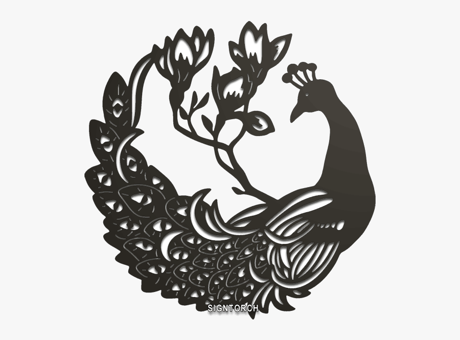 Peacock Dxf File - Peacock In A Circle, Transparent Clipart
