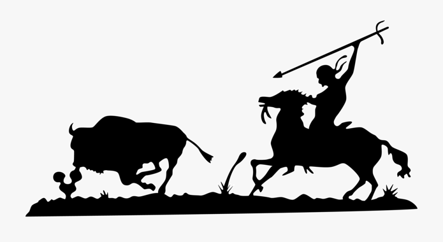 Bull Hunting Scene Free Dxf File Cut Ready For Cnc - Hunting Silhouette For Cnc, Transparent Clipart