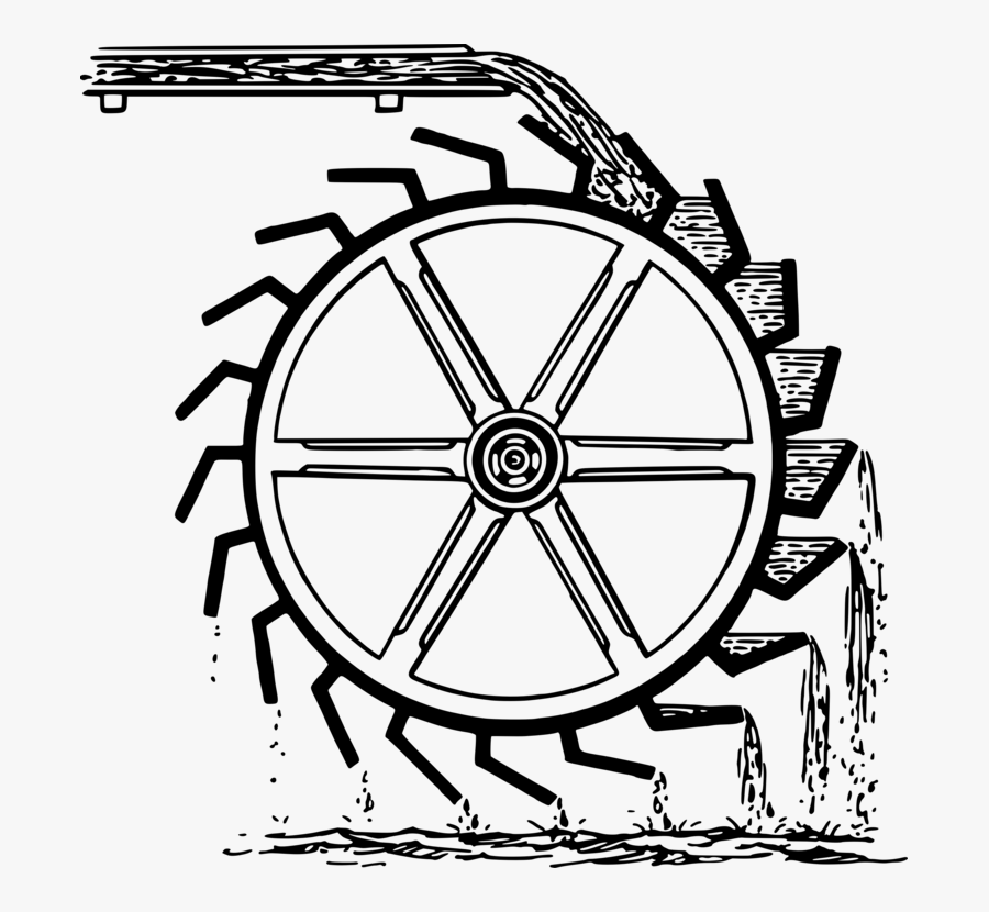 Wheel,line Art,art - Draw A Water Wheel, Transparent Clipart